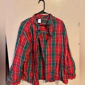 Gymboree Men XL Red Green Plaid Button Front Long Sleeve Dress Holiday Matching